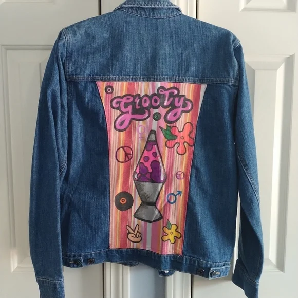 American Rhino Groovy Lava Lamp Denim Jacket S - Picture 1 of 8